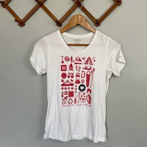 4/$25! Columbia White and Red Camping T-shirt
